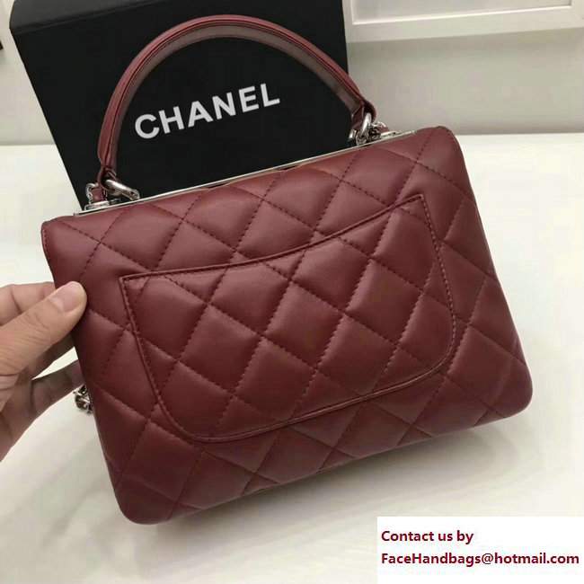 Chanel Trendy CC Small Flap Top Handle Bag A92236 Burgundy/Silver 2017