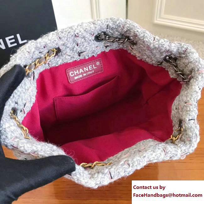 Chanel Tweed/Calfskin Gabrielle Backpack Bag A94485 Gray/Pink 2017
