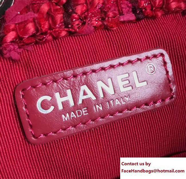 Chanel Tweed/Calfskin Gabrielle Backpack Bag A94485 Red 2017