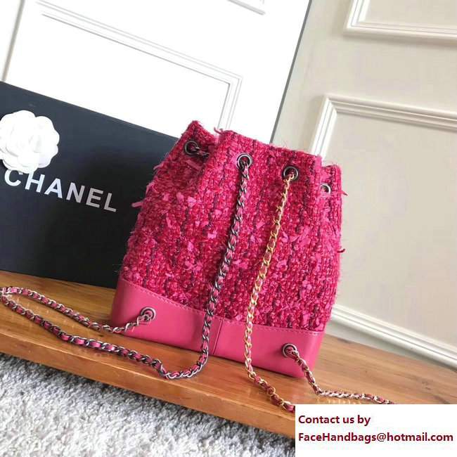 Chanel Tweed/Calfskin Gabrielle Backpack Bag A94485 Red 2017