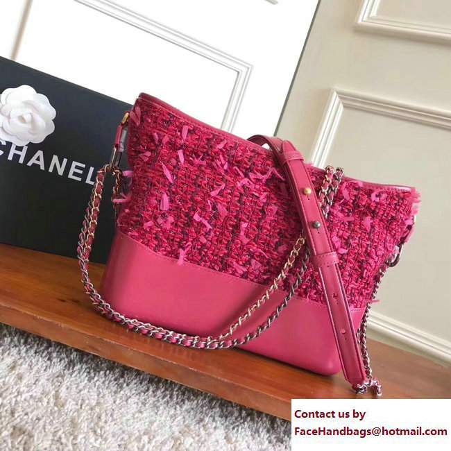 Chanel Tweed/Calfskin Gabrielle Medium Hobo Bag A93824 Red 2017 - Click Image to Close