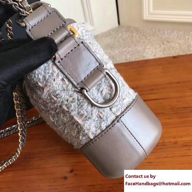 Chanel Tweed/Calfskin Gabrielle Small Hobo Bag A91810 Gray/Pink 2017