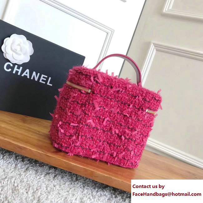 Chanel Tweed/Calfskin Vanity Case Pouch Bag A80913 Red 2017 - Click Image to Close