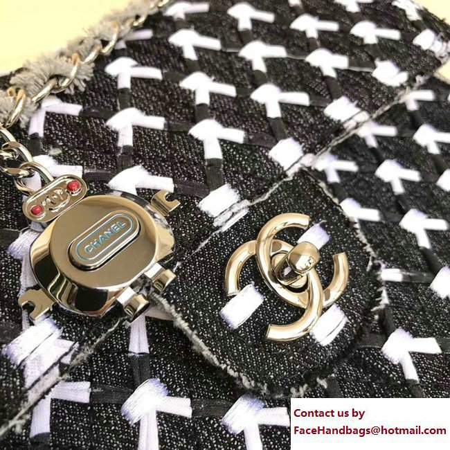 Chanel Tweed Classic Flap Bag with Robot Charm 2017