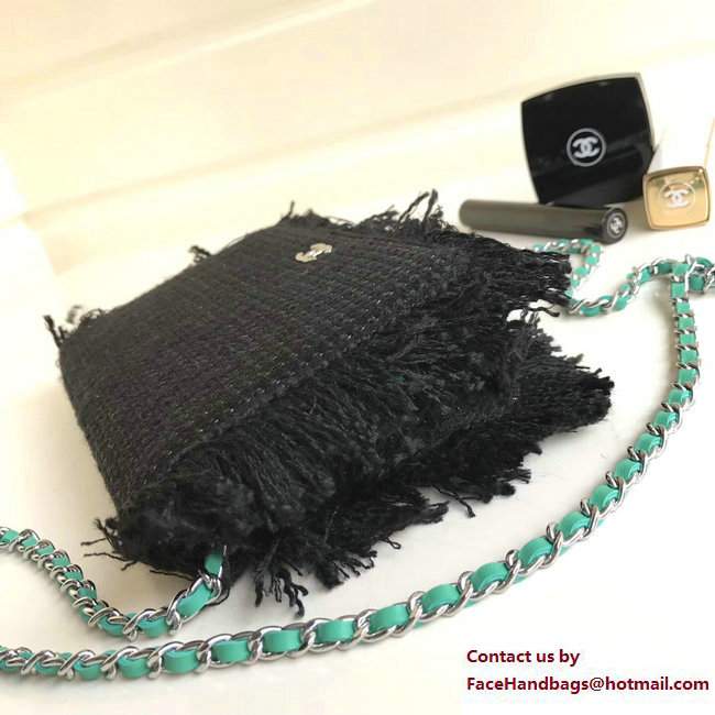 Chanel Tweed Wallet On Chain Woc Bag Black With A Robot Charm 2017