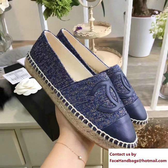 Chanel Tweed and Leather Espadrilles Blue 2017