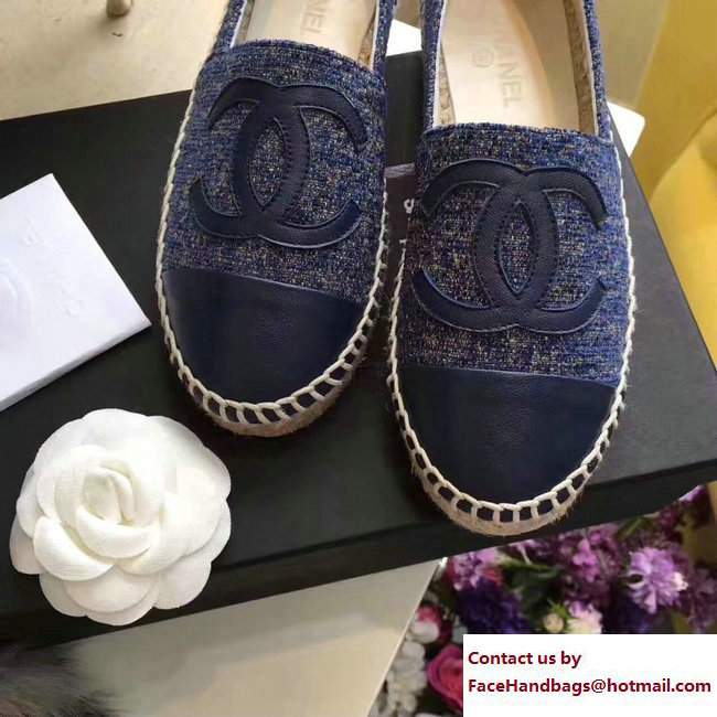 Chanel Tweed and Leather Espadrilles Blue 2017