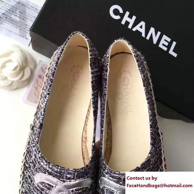 Chanel Tweed and Leather Espadrilles Gray/Silver 2017