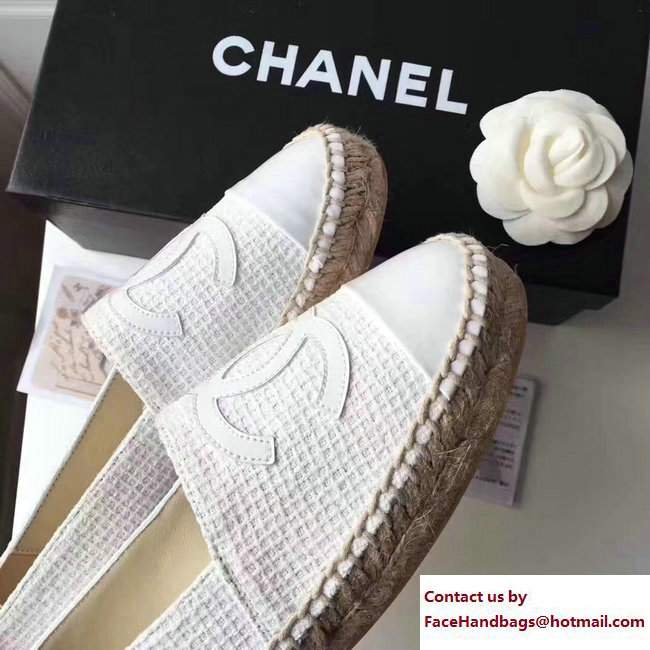 Chanel Tweed and Leather Espadrilles Off White 2017