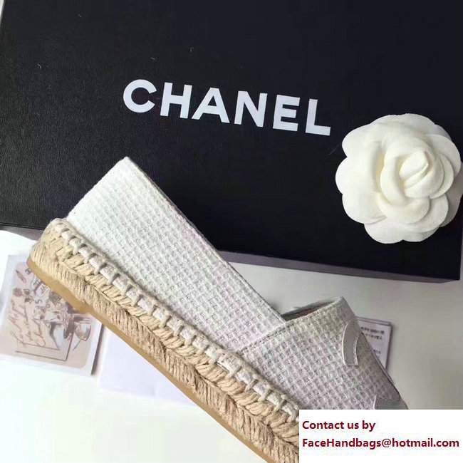 Chanel Tweed and Leather Espadrilles Off White 2017