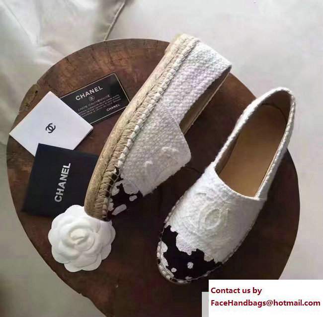 Chanel Tweed and Leather Espadrilles White/Black 2017