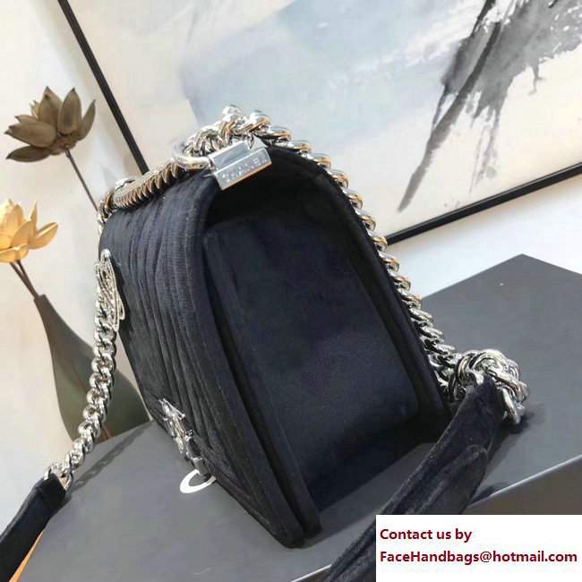 Chanel Velvet Boy Flap Medium Bag With Strass Planet Brooch Black 2017