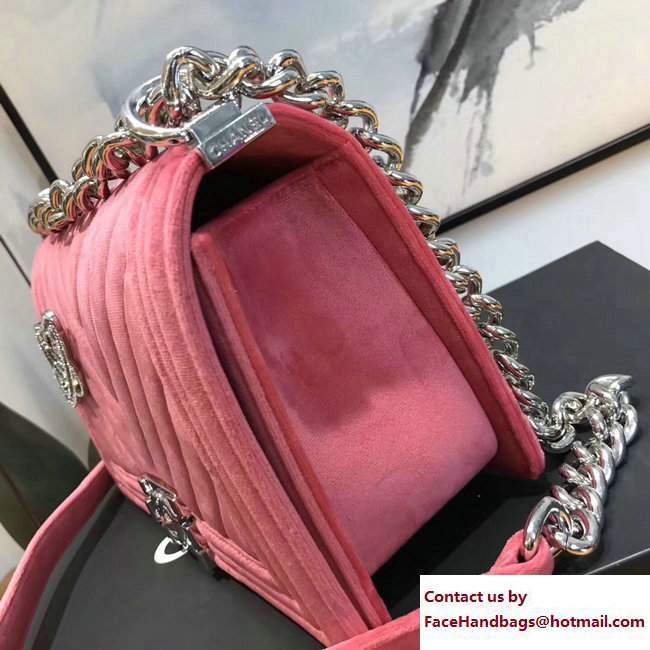 Chanel Velvet Boy Flap Medium Bag With Strass Planet Brooch Pink 2017 - Click Image to Close