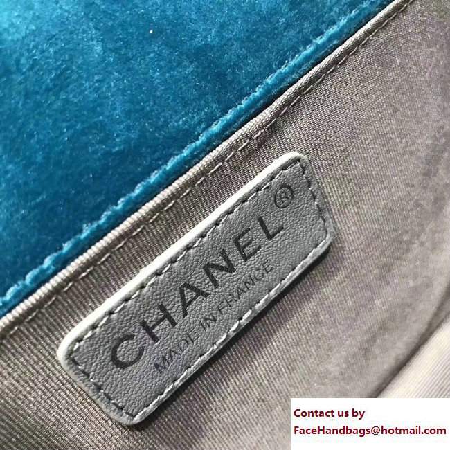 Chanel Velvet Boy Flap Medium Bag With Strass Planet Brooch Turquoise 2017
