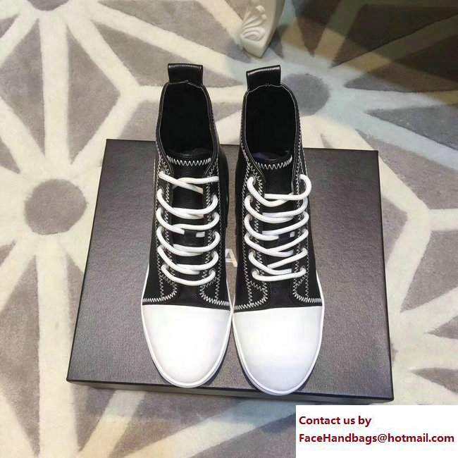 Chanel Whipstitch Logo Lace-up Sneakers Black 2017