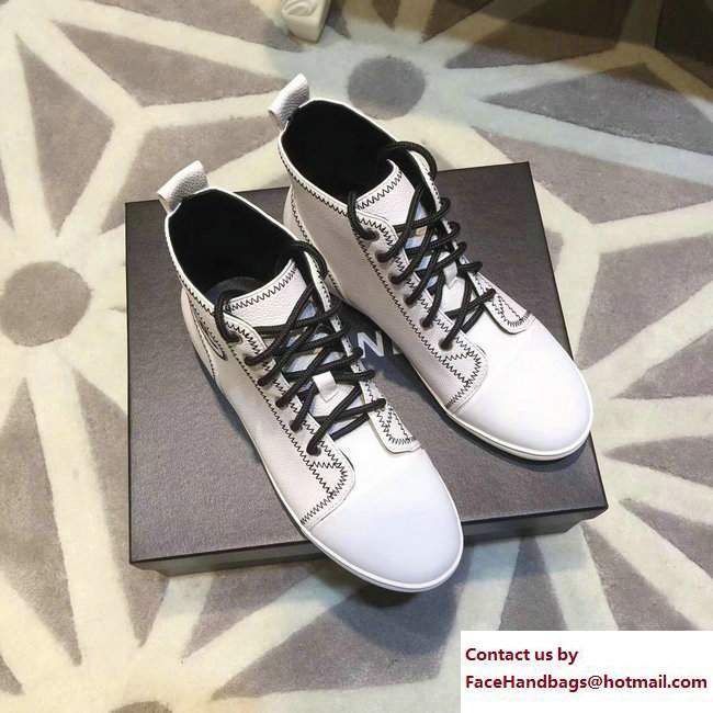 Chanel Whipstitch Logo Lace-up Sneakers White 2017 - Click Image to Close