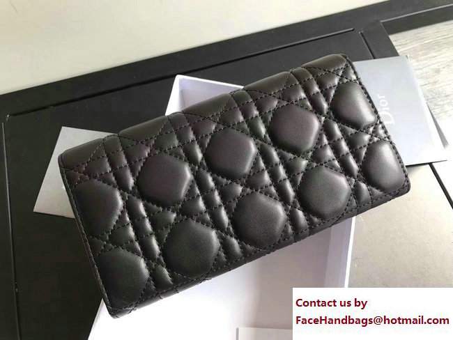 Dior Dioraddict Continental Wallet in Cannage Lambskin Black 2017 - Click Image to Close