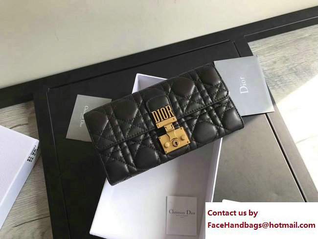 Dior Dioraddict Continental Wallet in Cannage Lambskin Black 2017