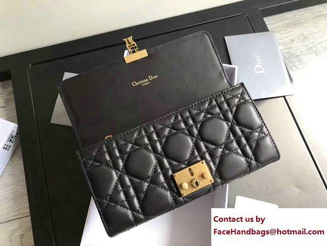 Dior Dioraddict Continental Wallet in Cannage Lambskin Black 2017 - Click Image to Close