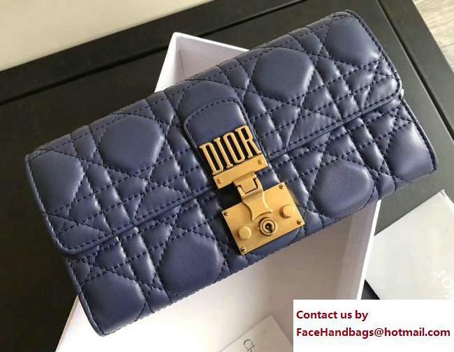 Dior Dioraddict Continental Wallet in Cannage Lambskin Blue 2017 - Click Image to Close