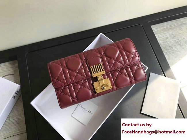 Dior Dioraddict Continental Wallet in Cannage Lambskin Burgundy 2017