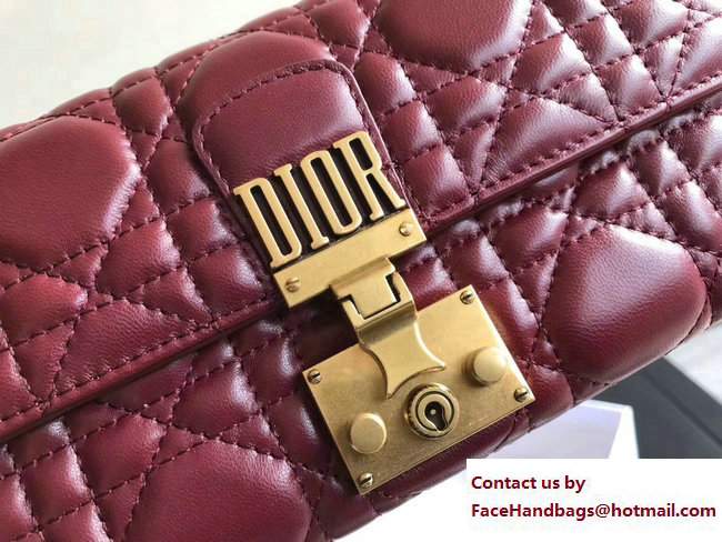 Dior Dioraddict Continental Wallet in Cannage Lambskin Burgundy 2017