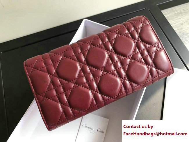 Dior Dioraddict Continental Wallet in Cannage Lambskin Burgundy 2017 - Click Image to Close