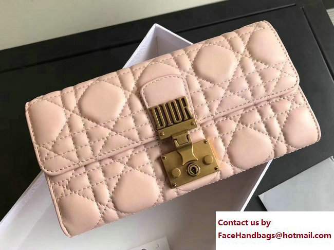 Dior Dioraddict Continental Wallet in Cannage Lambskin Nude Pink 2017