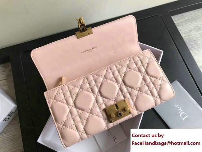 Dior Dioraddict Continental Wallet in Cannage Lambskin Nude Pink 2017