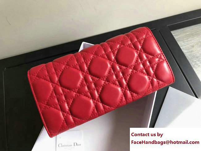 Dior Dioraddict Continental Wallet in Cannage Lambskin Red 2017