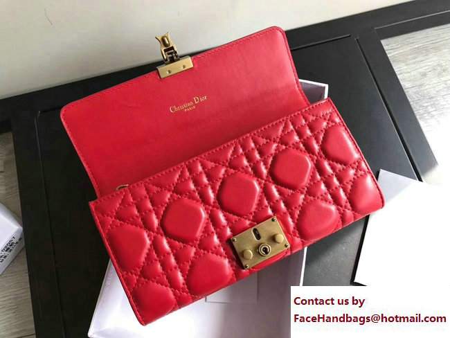 Dior Dioraddict Continental Wallet in Cannage Lambskin Red 2017 - Click Image to Close