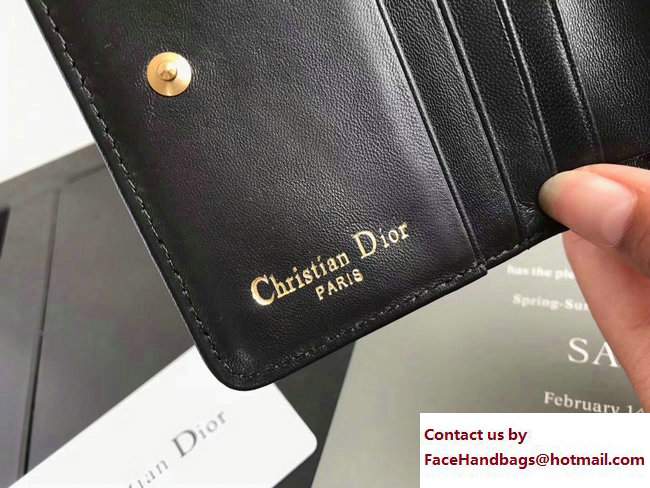 Dior Dioraddict French Flap Wallet in Cannage Lambskin Black 2017