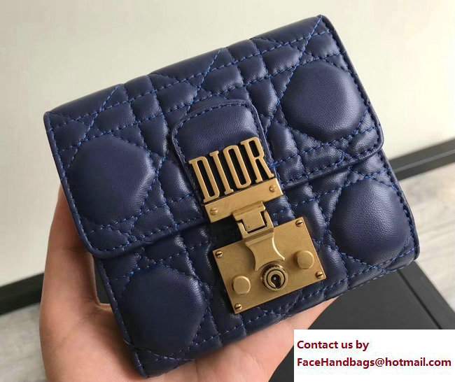 Dior Dioraddict French Flap Wallet in Cannage Lambskin Blue 2017 - Click Image to Close