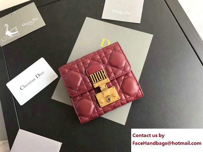 Dior Dioraddict French Flap Wallet in Cannage Lambskin Burgundy 2017