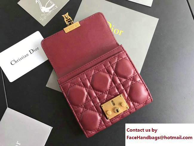 Dior Dioraddict French Flap Wallet in Cannage Lambskin Burgundy 2017