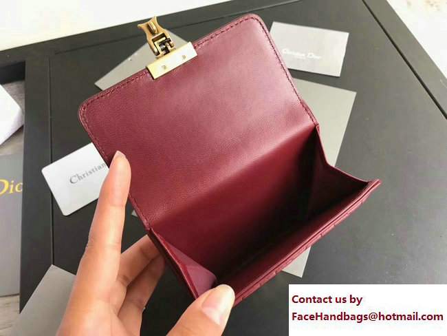 Dior Dioraddict French Flap Wallet in Cannage Lambskin Burgundy 2017 - Click Image to Close