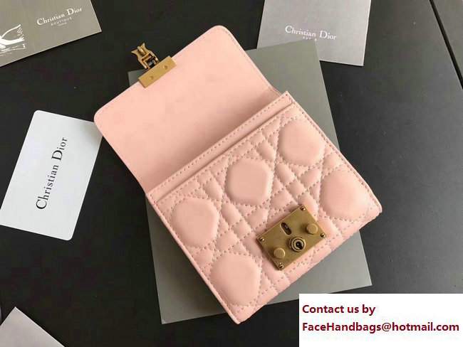 Dior Dioraddict French Flap Wallet in Cannage Lambskin Nude Pink 2017