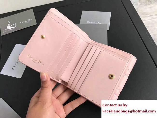Dior Dioraddict French Flap Wallet in Cannage Lambskin Nude Pink 2017