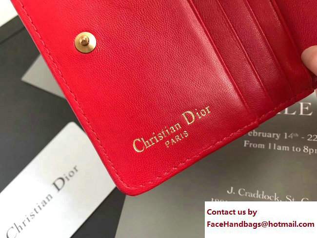 Dior Dioraddict French Flap Wallet in Cannage Lambskin Red 2017