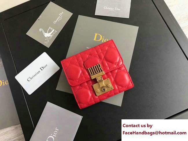 Dior Dioraddict French Flap Wallet in Cannage Lambskin Red 2017 - Click Image to Close