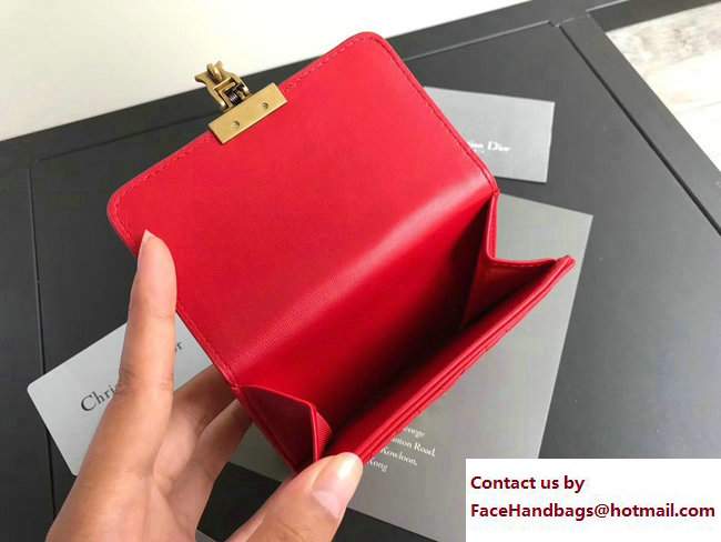 Dior Dioraddict French Flap Wallet in Cannage Lambskin Red 2017