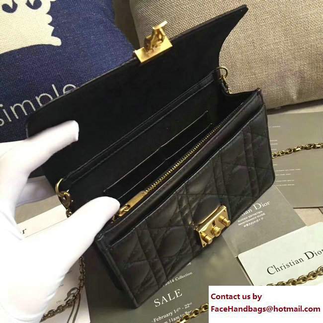 Dior Dioraddict Wallet on Chain Clutch Bag in Cannage Lambskin Black 2017 - Click Image to Close