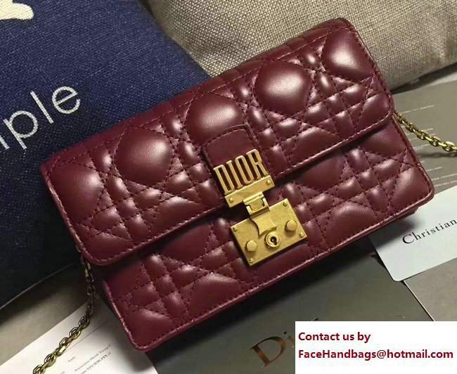 Dior Dioraddict Wallet on Chain Clutch Bag in Cannage Lambskin Burgundy 2017
