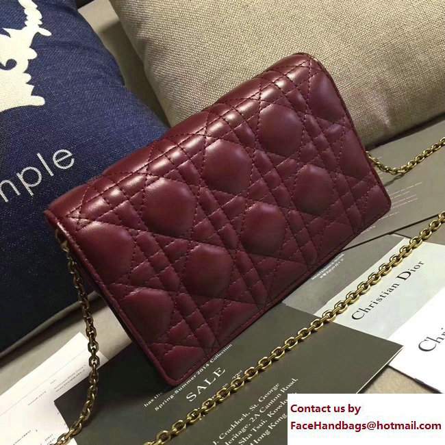 Dior Dioraddict Wallet on Chain Clutch Bag in Cannage Lambskin Burgundy 2017 - Click Image to Close
