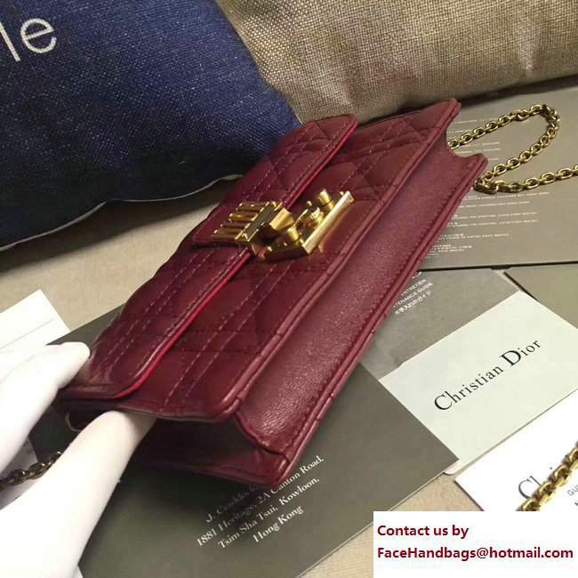 Dior Dioraddict Wallet on Chain Clutch Bag in Cannage Lambskin Burgundy 2017 - Click Image to Close