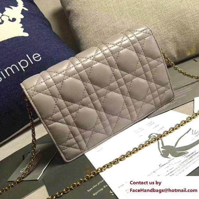 Dior Dioraddict Wallet on Chain Clutch Bag in Cannage Lambskin Gray 2017 - Click Image to Close