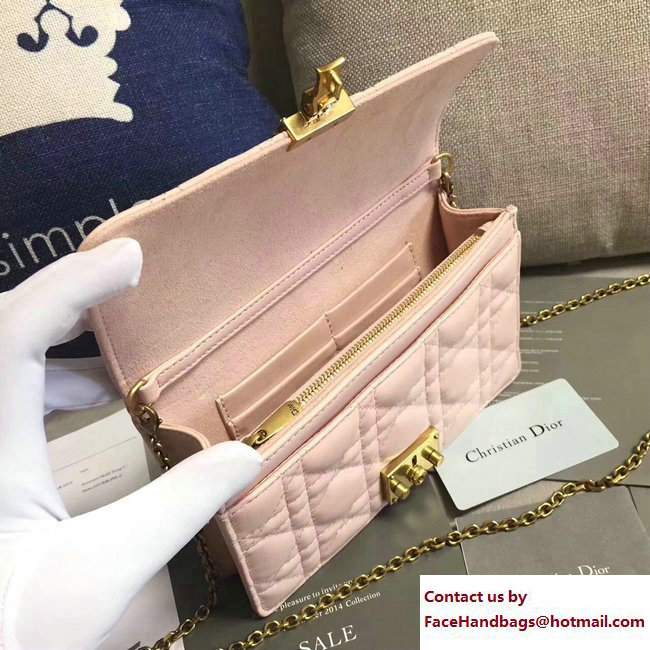 Dior Dioraddict Wallet on Chain Clutch Bag in Cannage Lambskin Nude Pink 2017