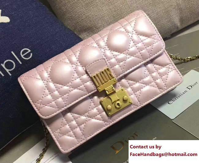 Dior Dioraddict Wallet on Chain Clutch Bag in Cannage Lambskin Pearl Pink 2017