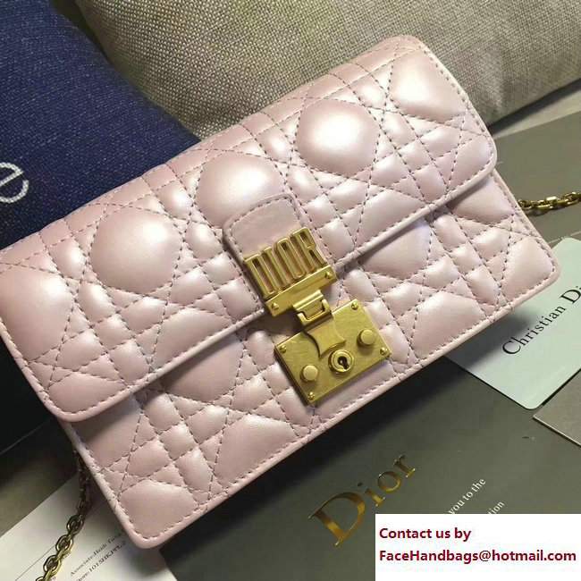 Dior Dioraddict Wallet on Chain Clutch Bag in Cannage Lambskin Pearl Pink 2017