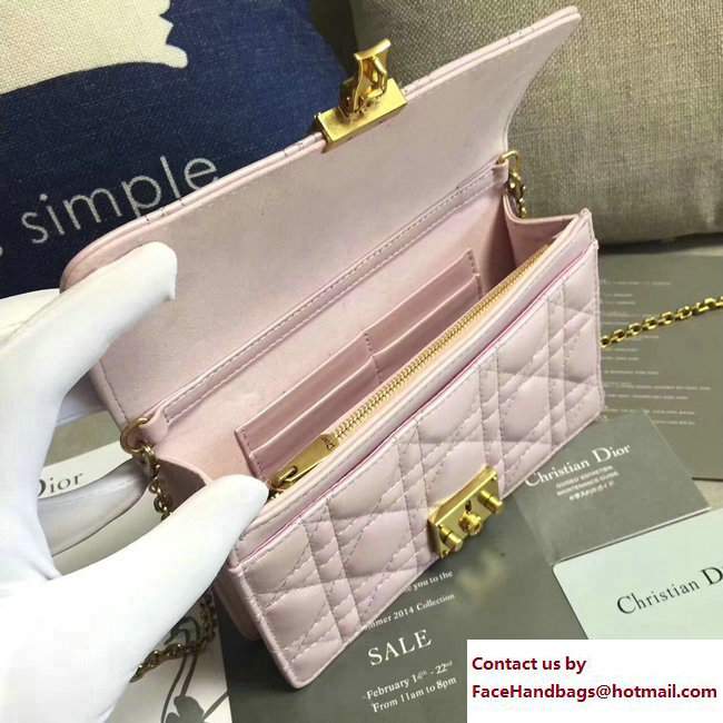 Dior Dioraddict Wallet on Chain Clutch Bag in Cannage Lambskin Pearl Pink 2017 - Click Image to Close